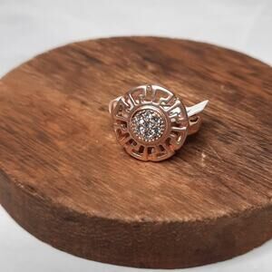 Silver Lux Rose Gold Geometric Ring Rhinestone Center 8.5